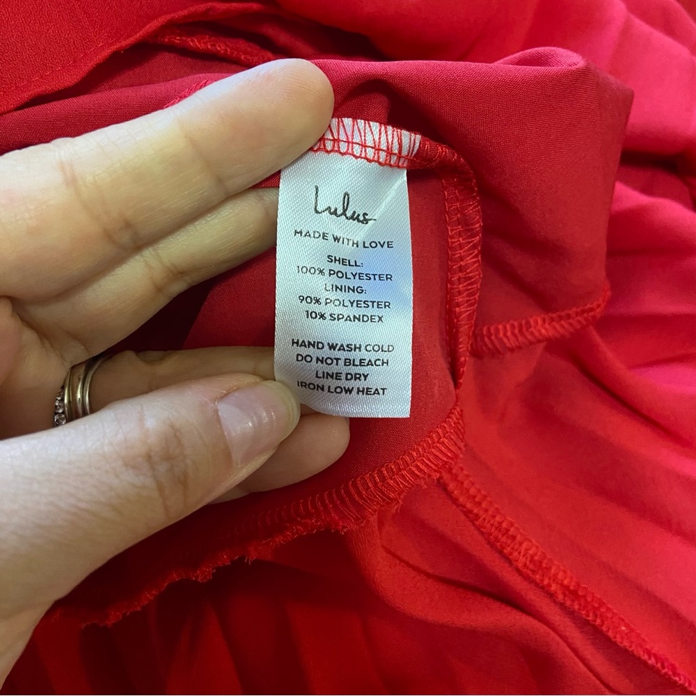 NWOT Lulus Cascading Crush Red Tiered Bustier Midi Dress - Picture 9 of 10